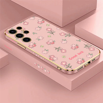 Elegant Flower Print Plating Case - Samsung