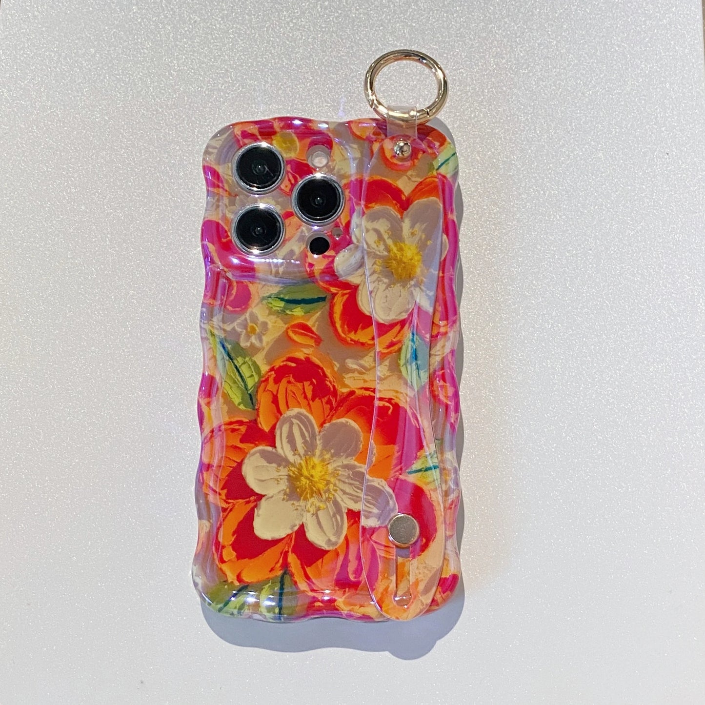 Sunset Floral Wave Strap Case