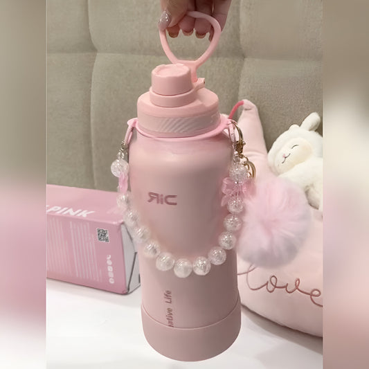 Pearl Glam Tumbler with Furry Charm