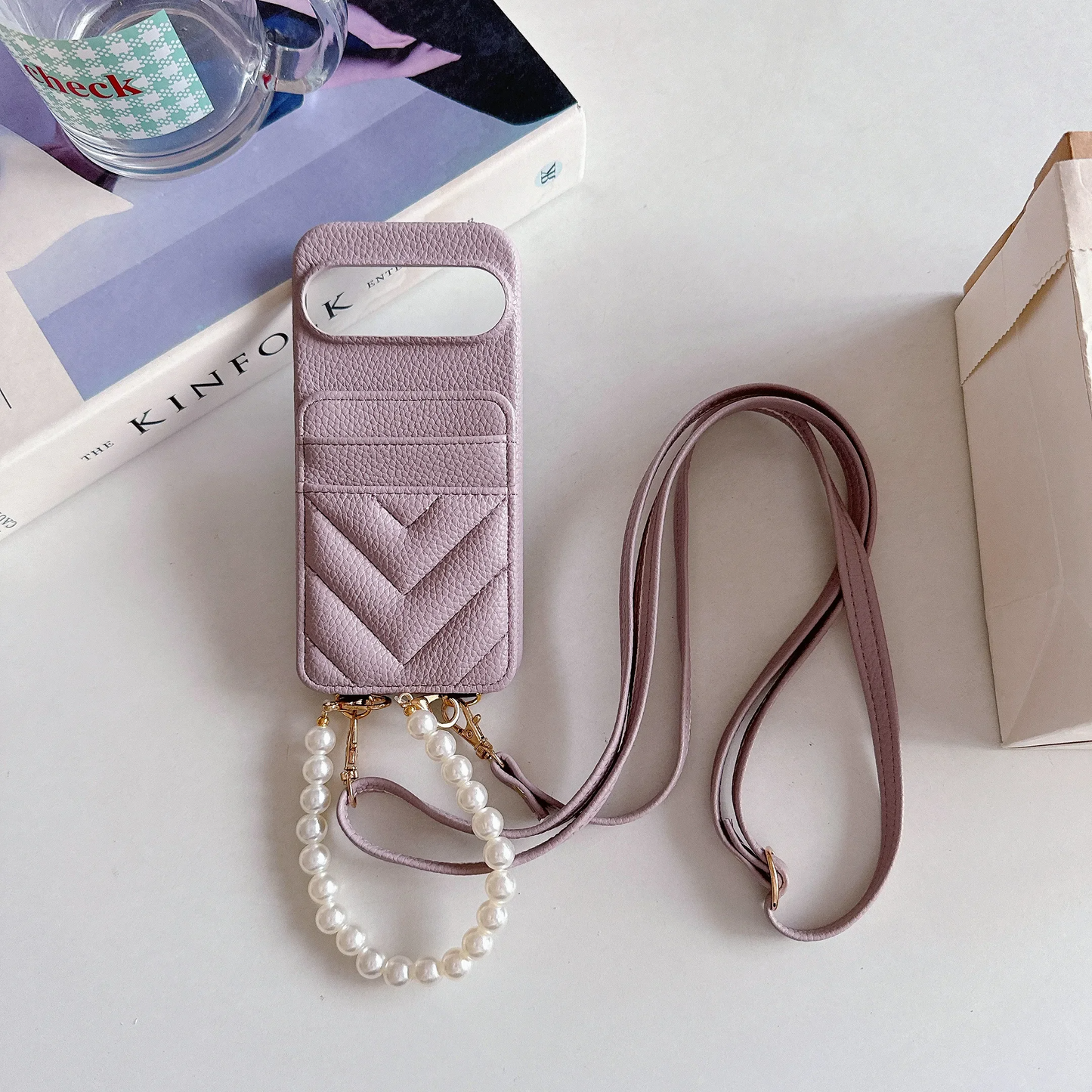 Pearl Charm Crossbody Case with Cardholder - Google Pixel