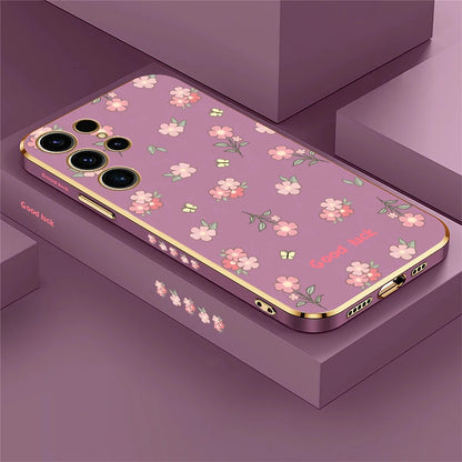 Elegant Flower Print Plating Case - Samsung