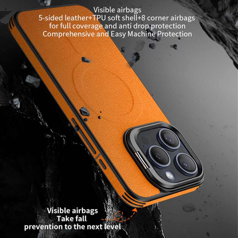 Embossed Magsafe Leather Bracket Case - iPhone