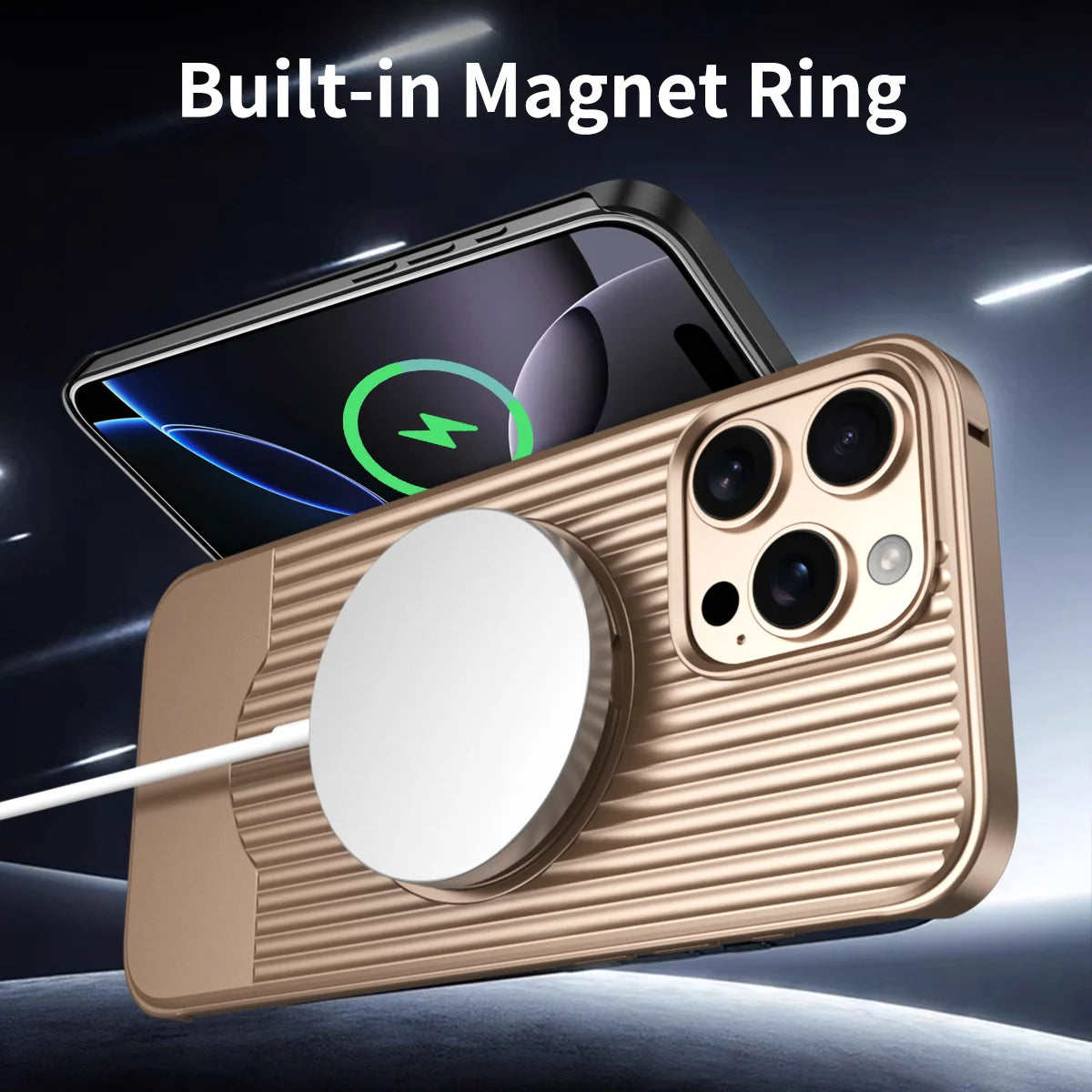 Elegant Textured Magnetic Stand Case - iPhone