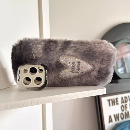 Fluffy Heart Hybrid Stand Case