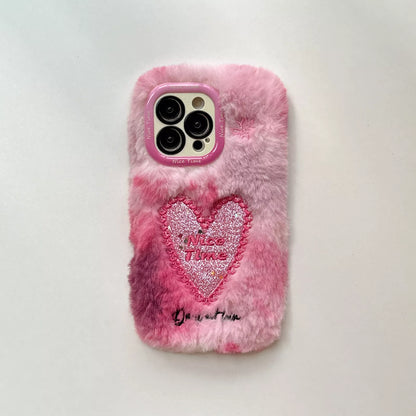 Fluffy Heart Hybrid Stand Case