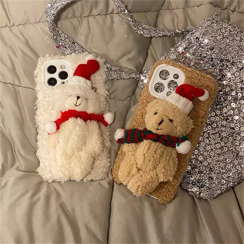 Holiday Christmas Bear Plush Case