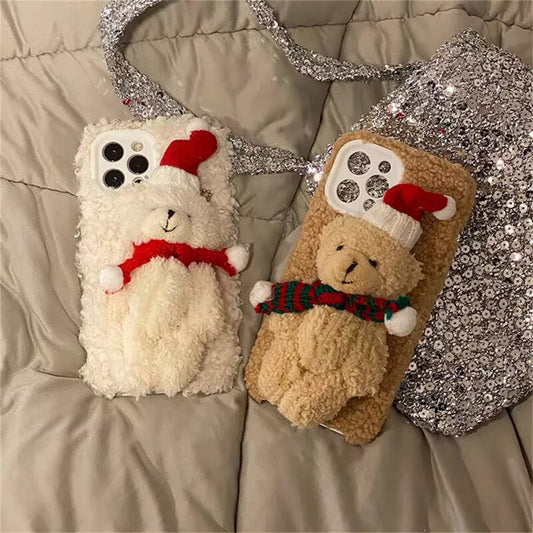 Holiday Christmas Bear Plush Case