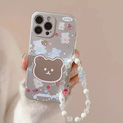 Cute Bear Mirror Diamond Sticker Case