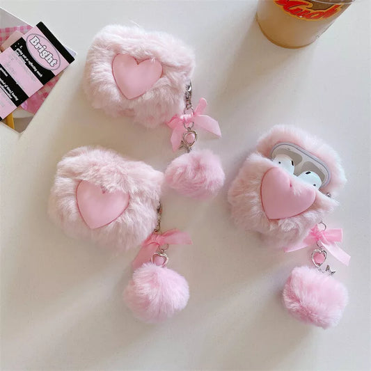 Pink Plush Fluffy Love Case - Airpods