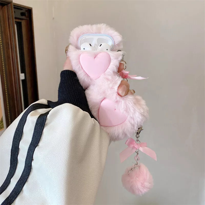 Pink Plush Fluffy Love Case - Airpods