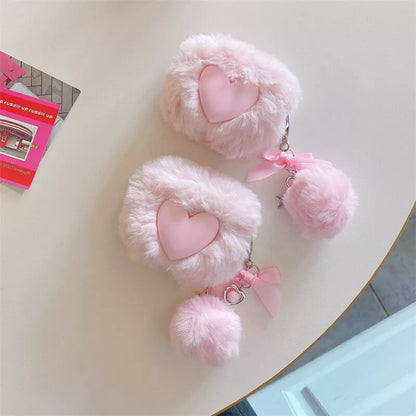 Pink Plush Fluffy Love Case - Airpods