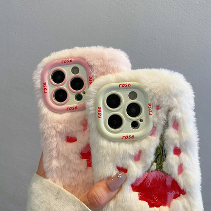 Cozy Bloom Furry Flower Case - iPhone