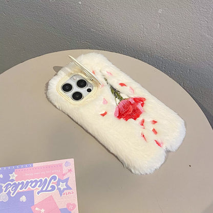 Cozy Bloom Furry Flower Case - iPhone