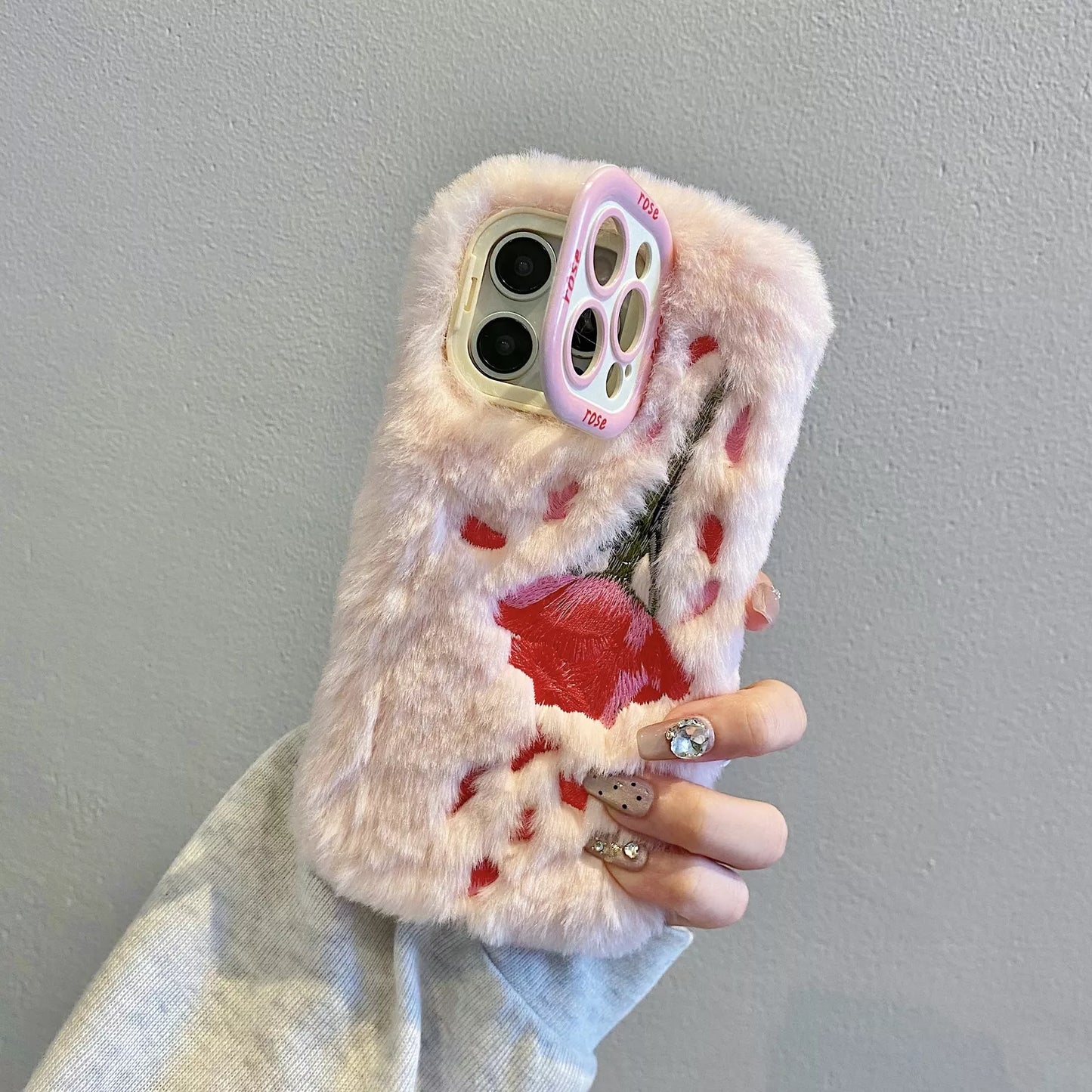 Cozy Bloom Furry Flower Case - iPhone