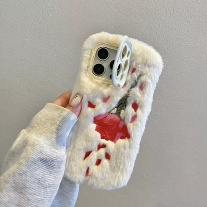 Cozy Bloom Furry Flower Case - iPhone