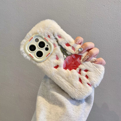 Cozy Bloom Furry Flower Case - iPhone