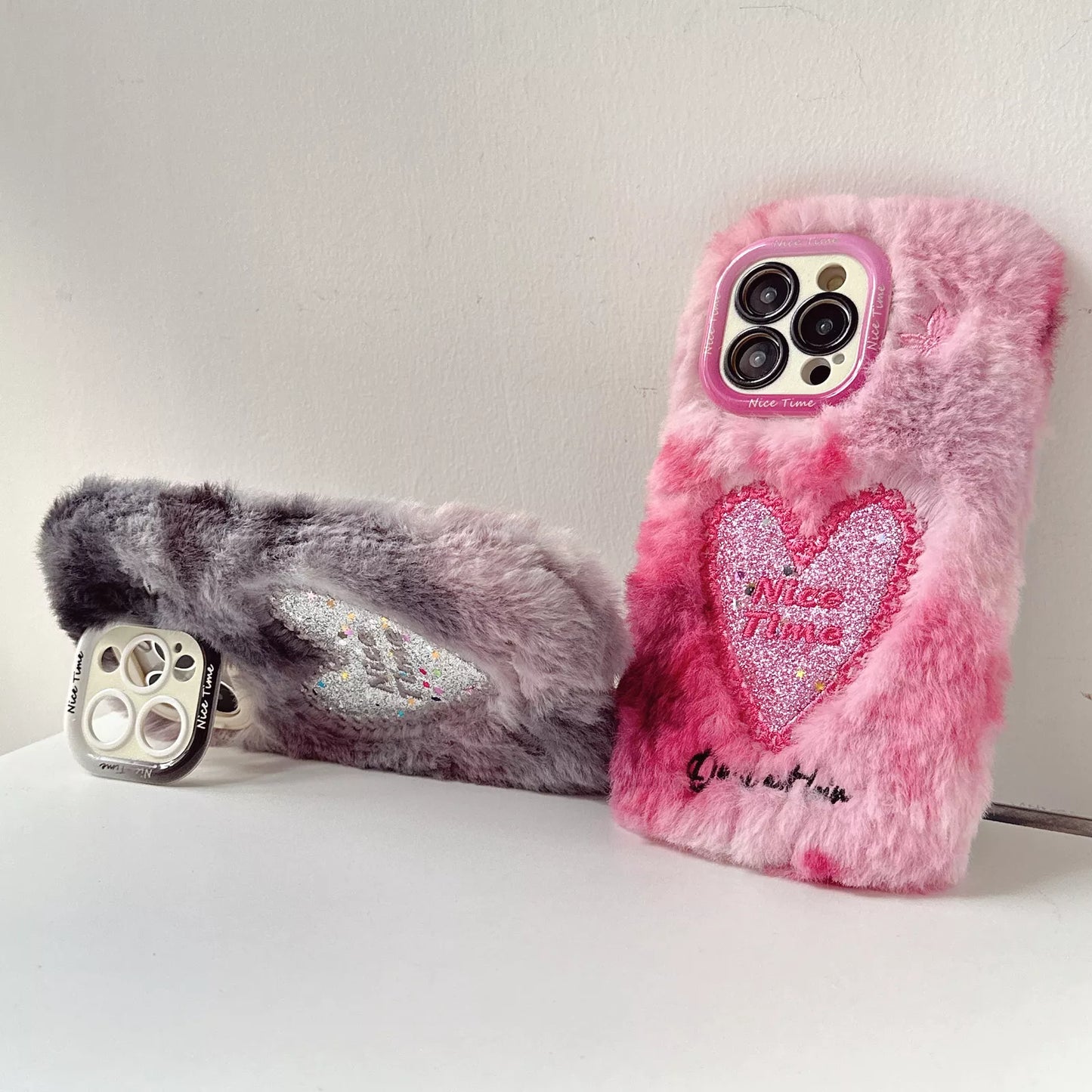 Fluffy Heart Hybrid Stand Case