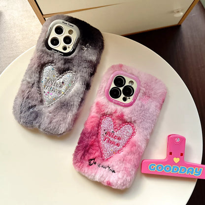 Fluffy Heart Hybrid Stand Case
