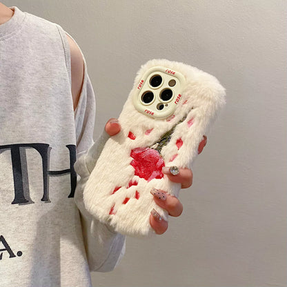 Cozy Bloom Furry Flower Case - iPhone
