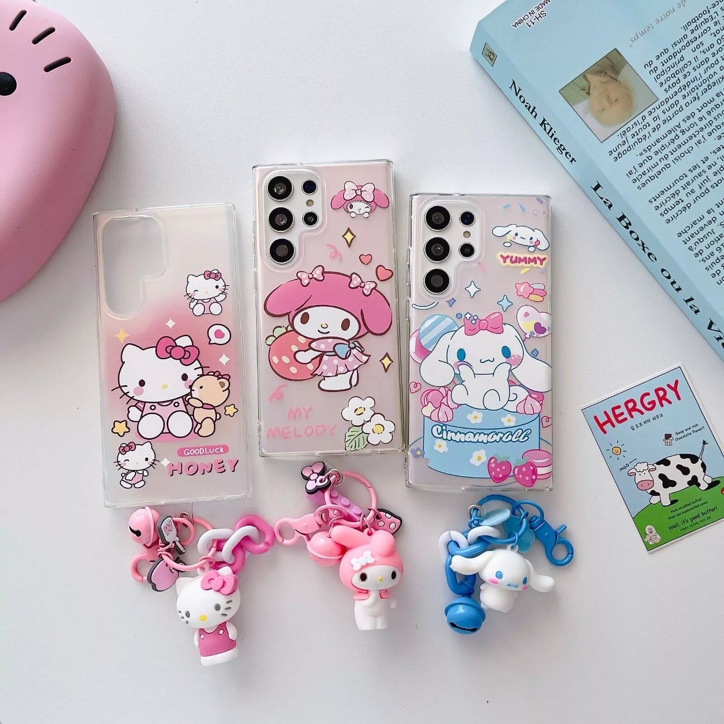 Cute Hello Kitty Melody Keychain phone Case - Samsung