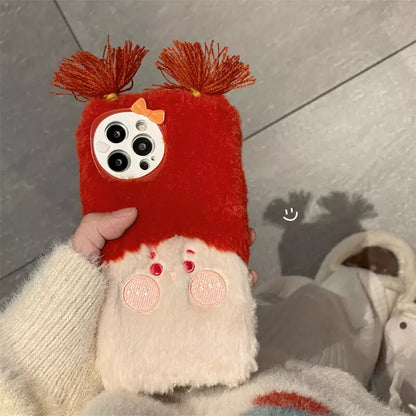 Cute Plush Braided Girl Cartoon Case