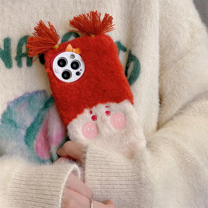 Cute Plush Braided Girl Cartoon Case