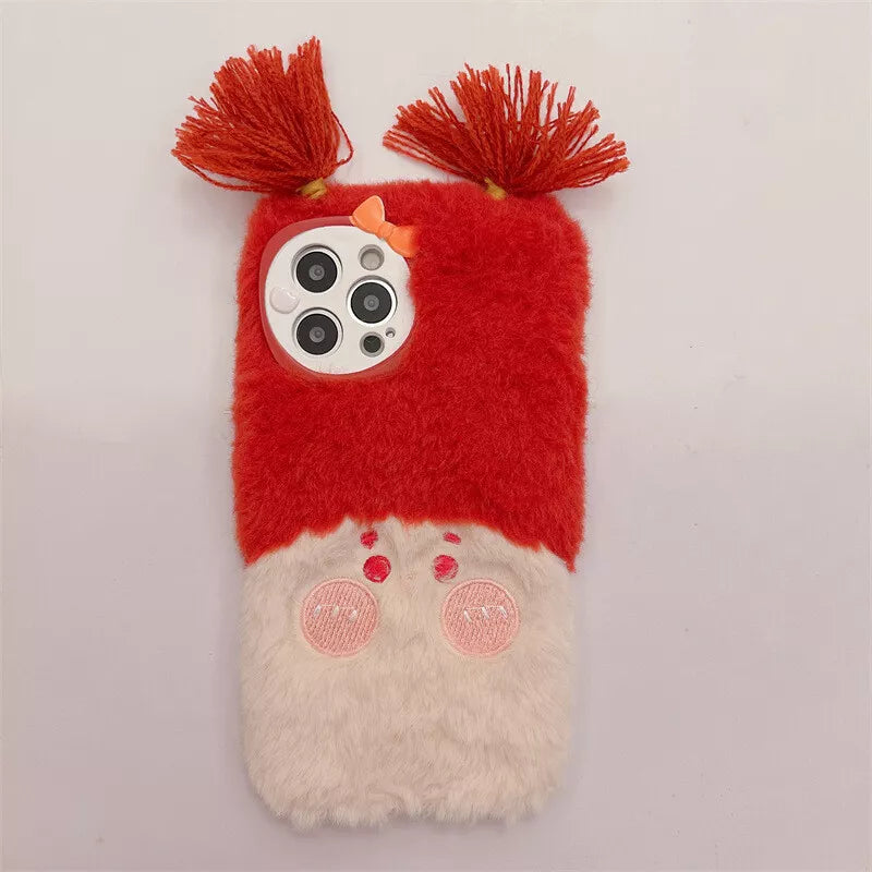 Cute Plush Braided Girl Cartoon Case