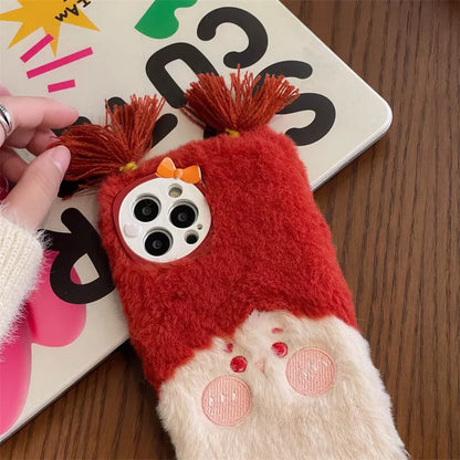 Cute Plush Braided Girl Cartoon Case