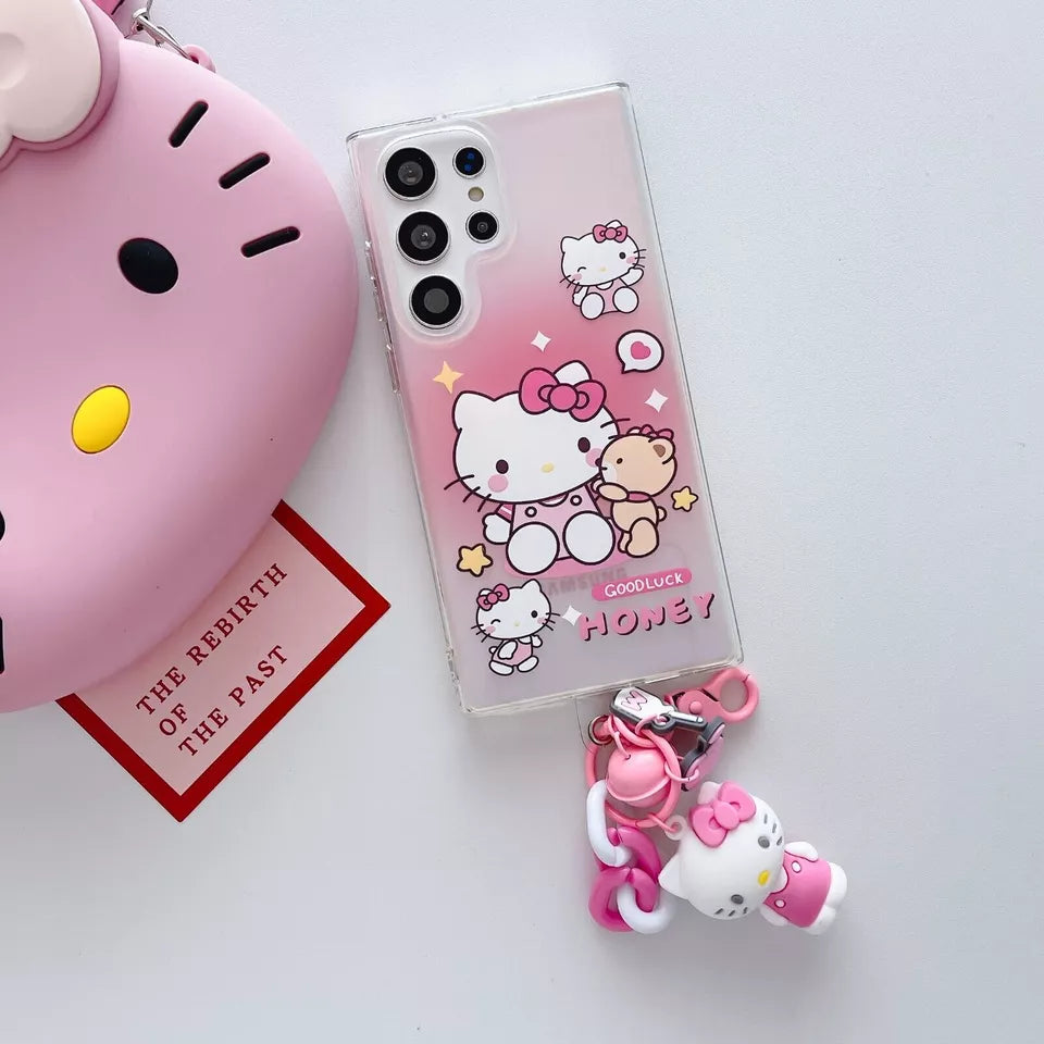 Cute Hello Kitty Melody Keychain phone Case - Samsung