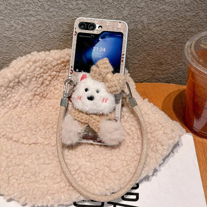 Cute Fluffy Bear Case with Strap - Samsung