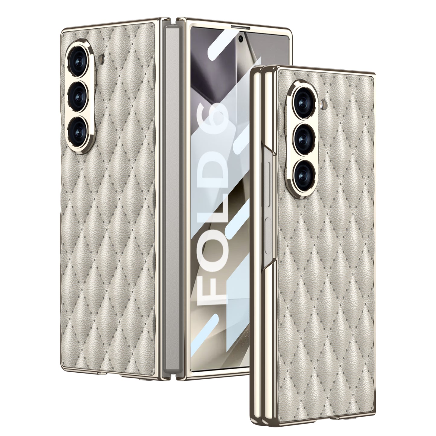 Galaxy Z Fold6 Luxury Diamond Plating Leather Case