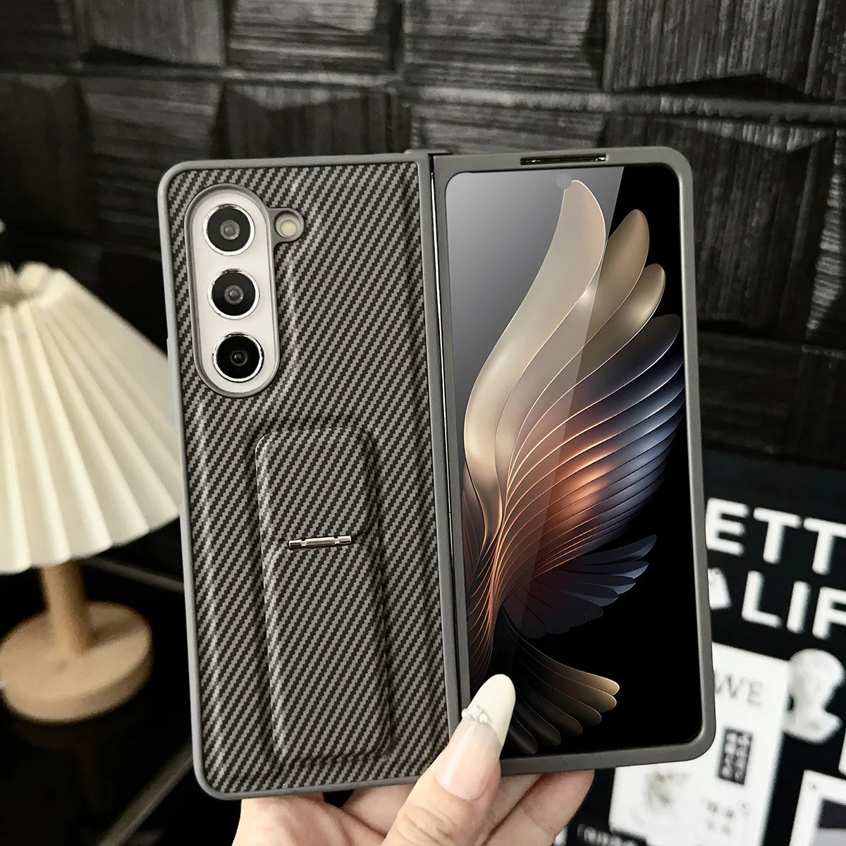 Galaxy Z Fold6 Rugged Carbon Fiber Bracket Case