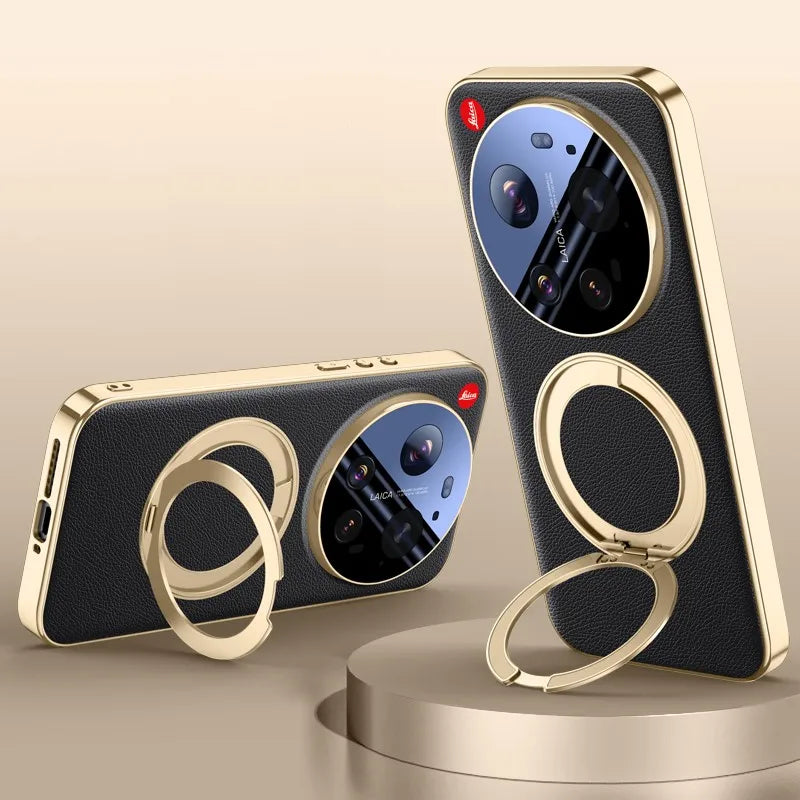 Royal Crown Circle Pivot Leather Case - Xiaomi