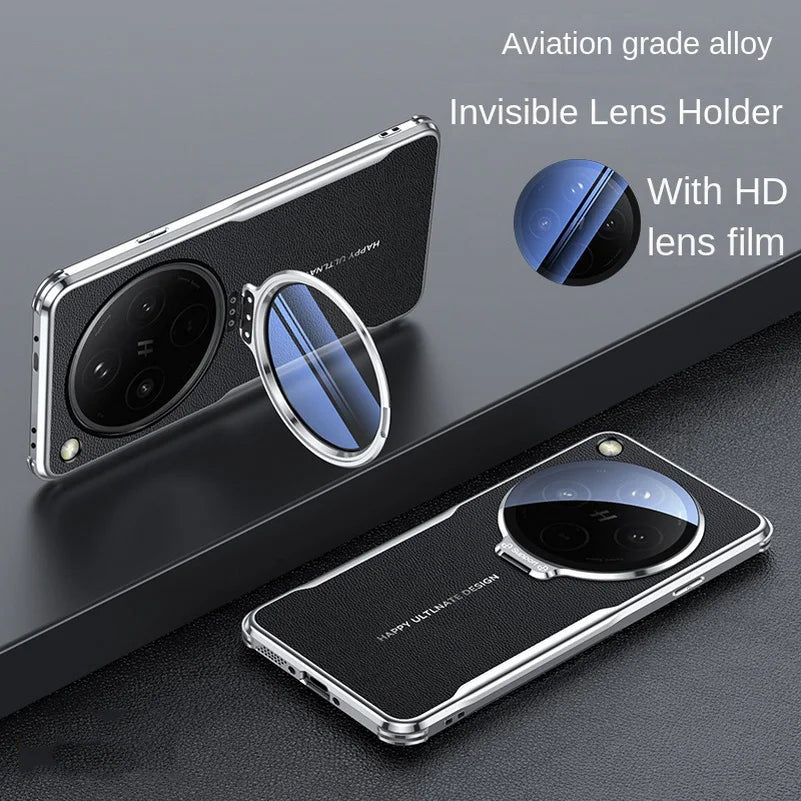 Aviation PU Leather Invisible Lens Stand Case - Oppo