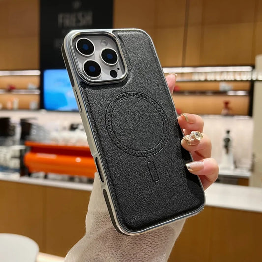 Edge Glow Sleek Electroplated Leather Case - iPhone