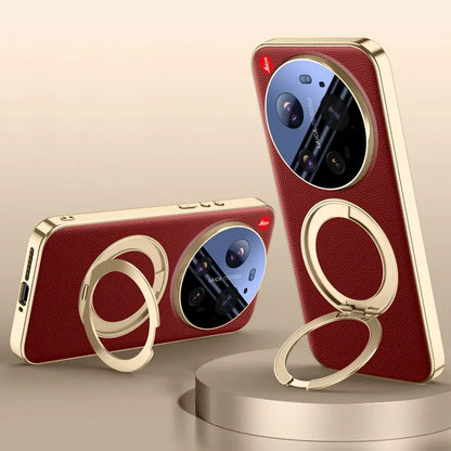 Royal Crown Circle Pivot Leather Case - Xiaomi