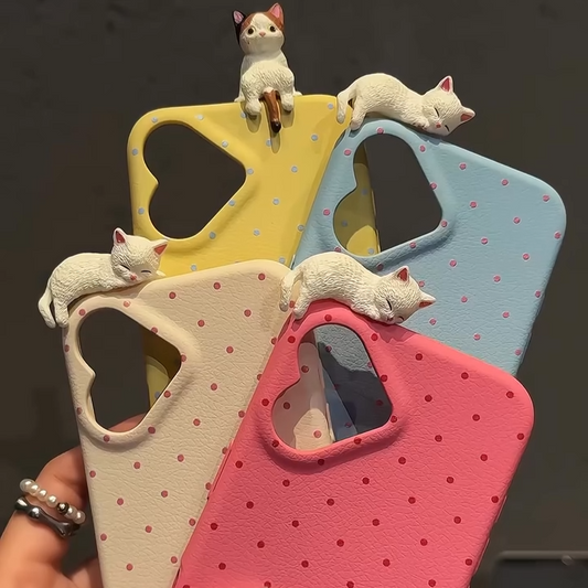 3D Cat Polka Dots Case