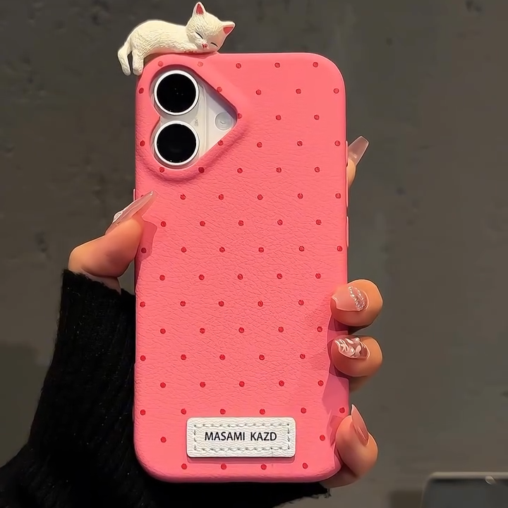 3D Cat Polka Dots Case