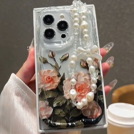 Transparent Floral Case with Charm