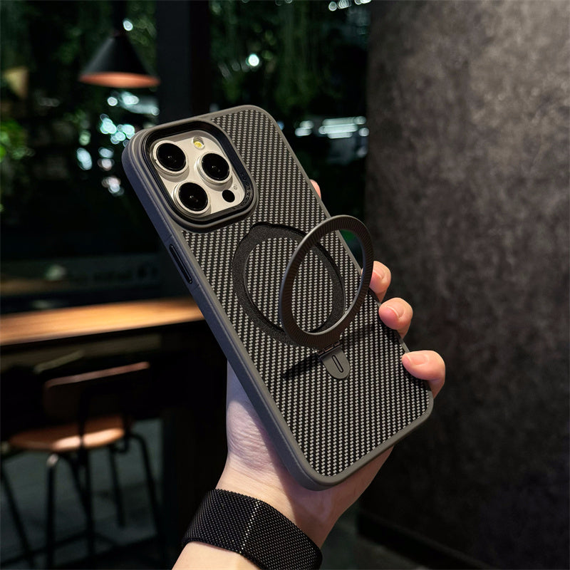 Rugged Carbon Fiber Ring Bracket Case - iPhone