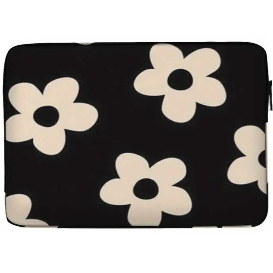 Classic Monochrome Floral Macbook Bag