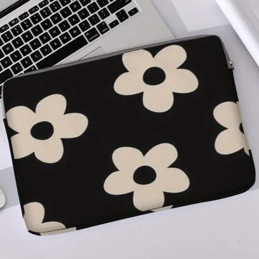 Classic Monochrome Floral Macbook Bag