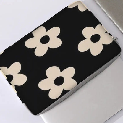 Classic Monochrome Floral Macbook Bag