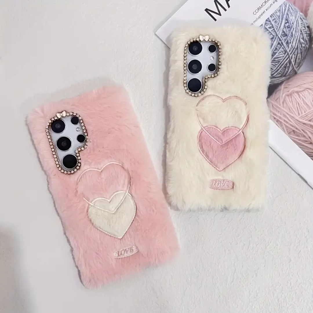 Double Heart Plush Case - Samsung