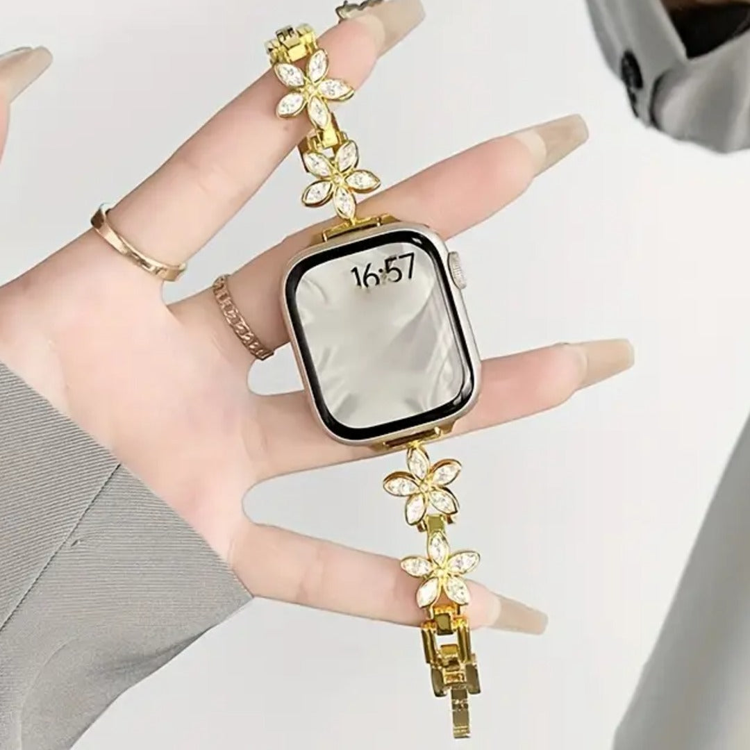 Five Petal Blossom Metal Bracelet Stylish Strap