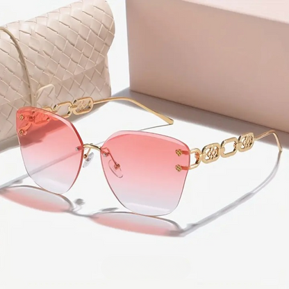 Exquisite Gradient Cat-Eye Rimless Summer Shades