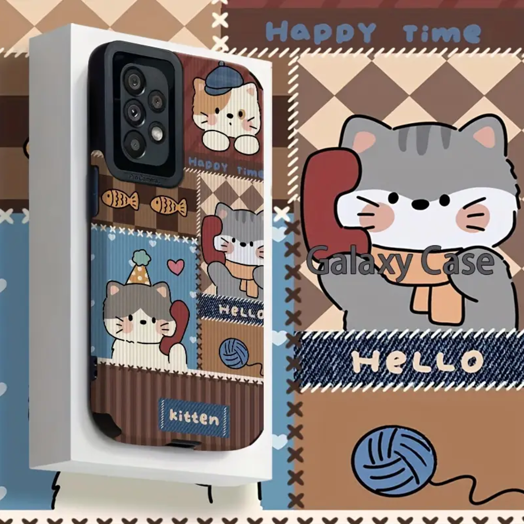 Cartoon Plaid Kitten Fantasy Case - Samsung