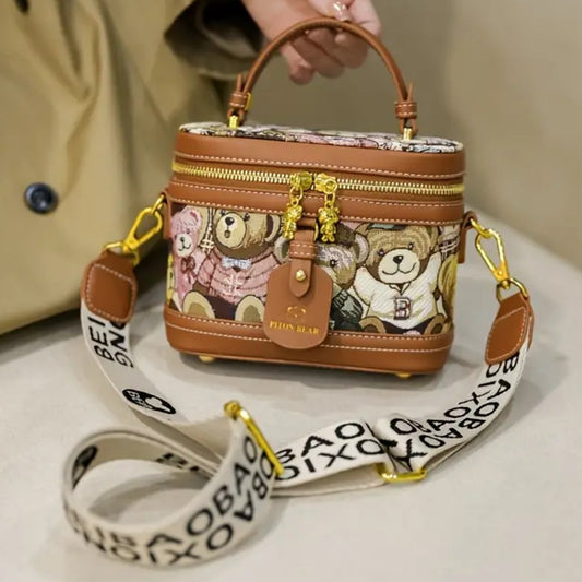 Teddy Bear Chic Compact Crossbody Bag