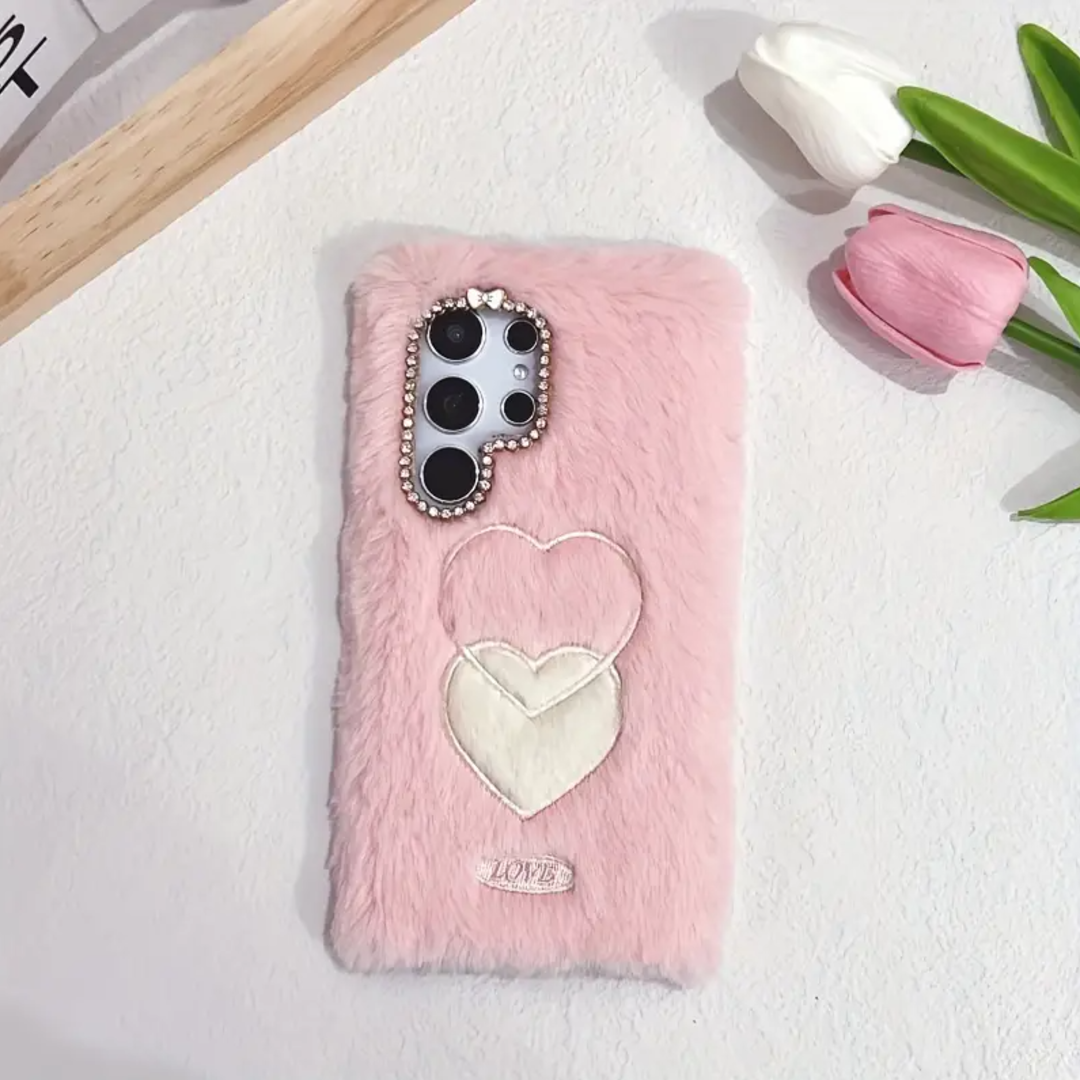 Double Heart Plush Case - Samsung