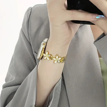 Five Petal Blossom Metal Bracelet Stylish Strap
